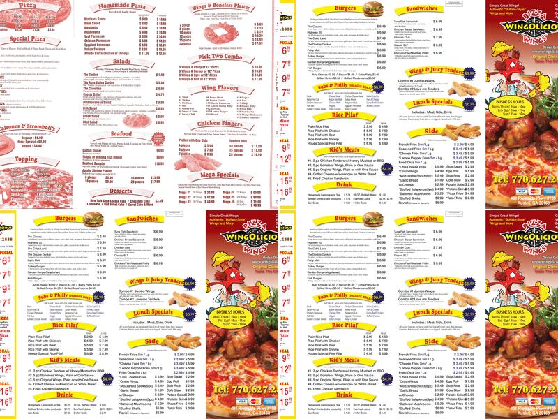 Wingolicious Menu