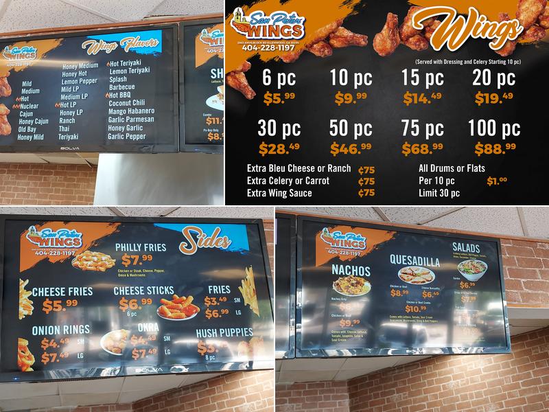 San Peter Wings Menu