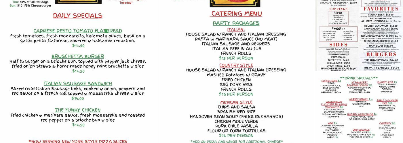 The Quarry Thornton Menu