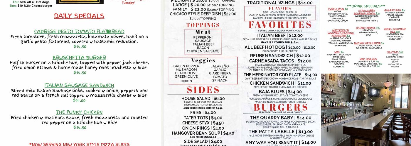 The Quarry Thornton Menu