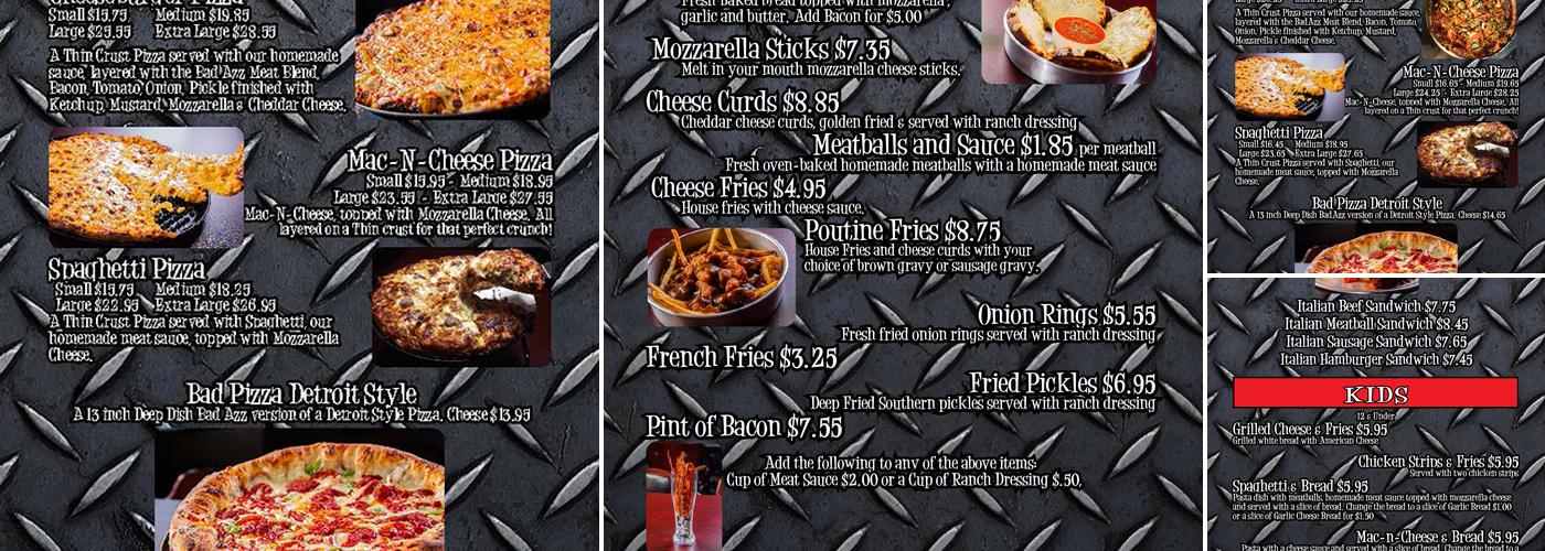 Dan’s Big Slice Pizza Menu