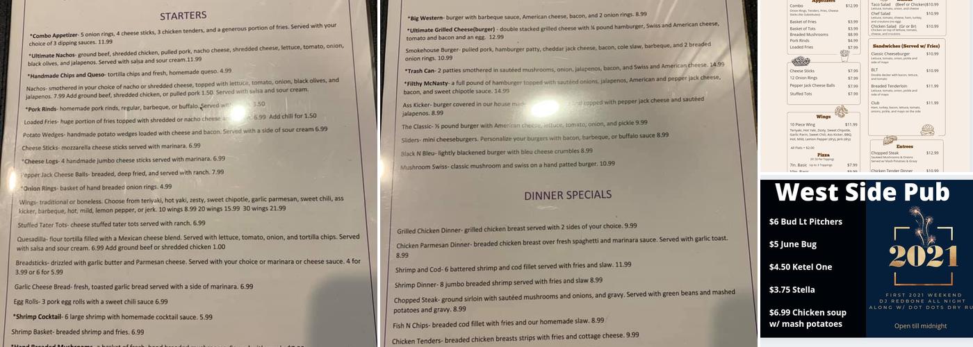 Westside Pub Menu
