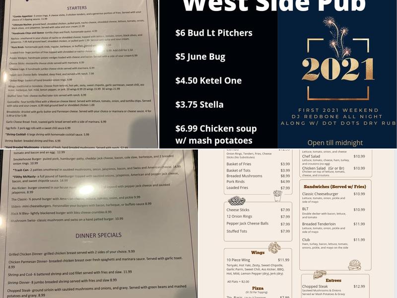 Westside Pub Menu