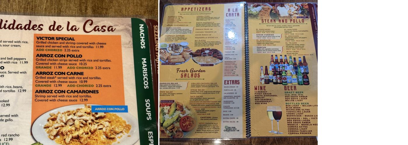 Acapulco Mexican Restaurant Menu