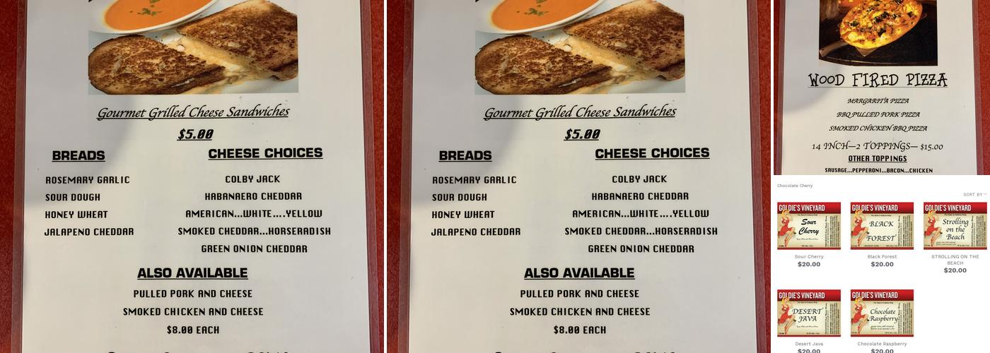 First Miracle Winery Menu