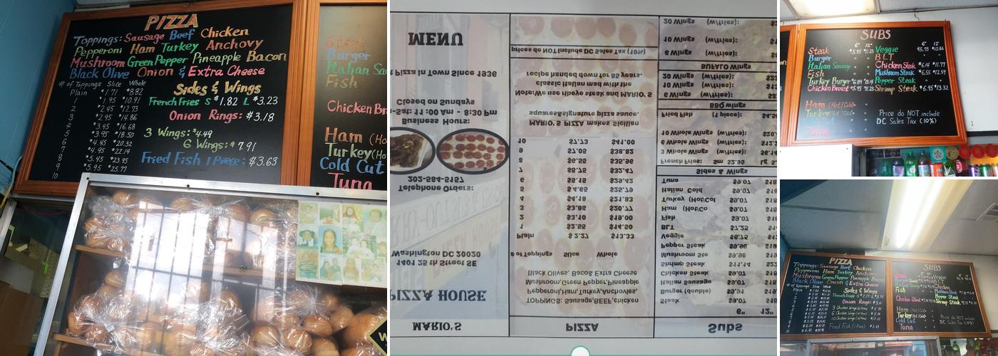 Mario's Pizza House Menu