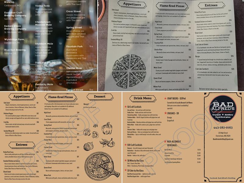 BAD Alfred's Distilling Menu
