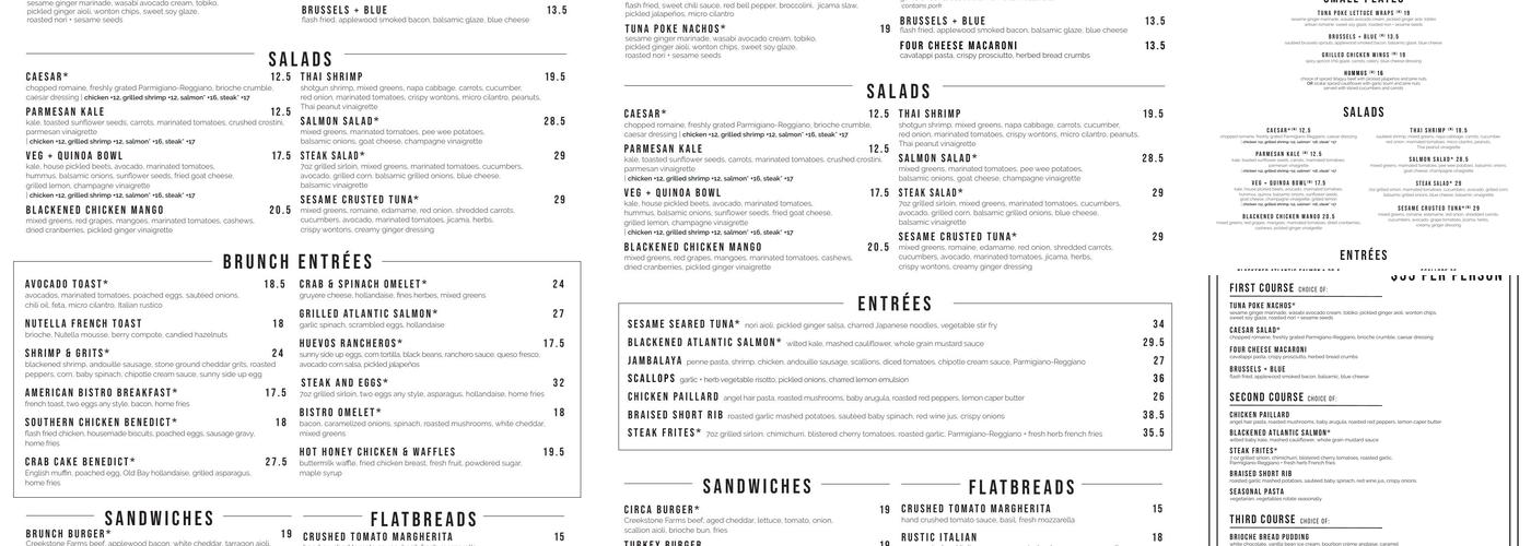 CIRCA at Navy Yard Menu