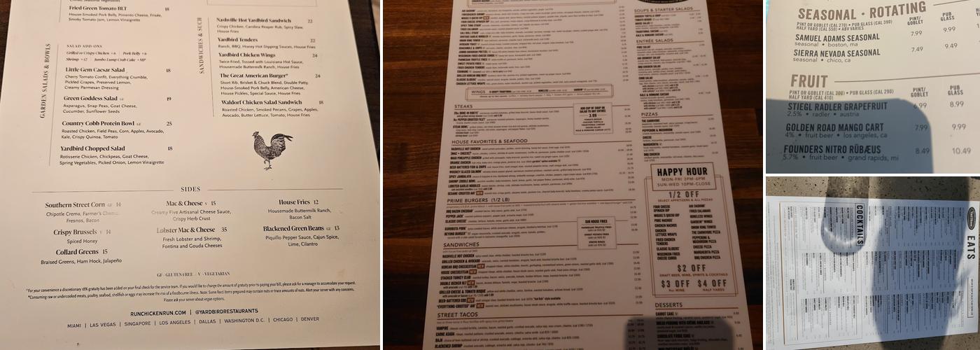 Yard House Menu