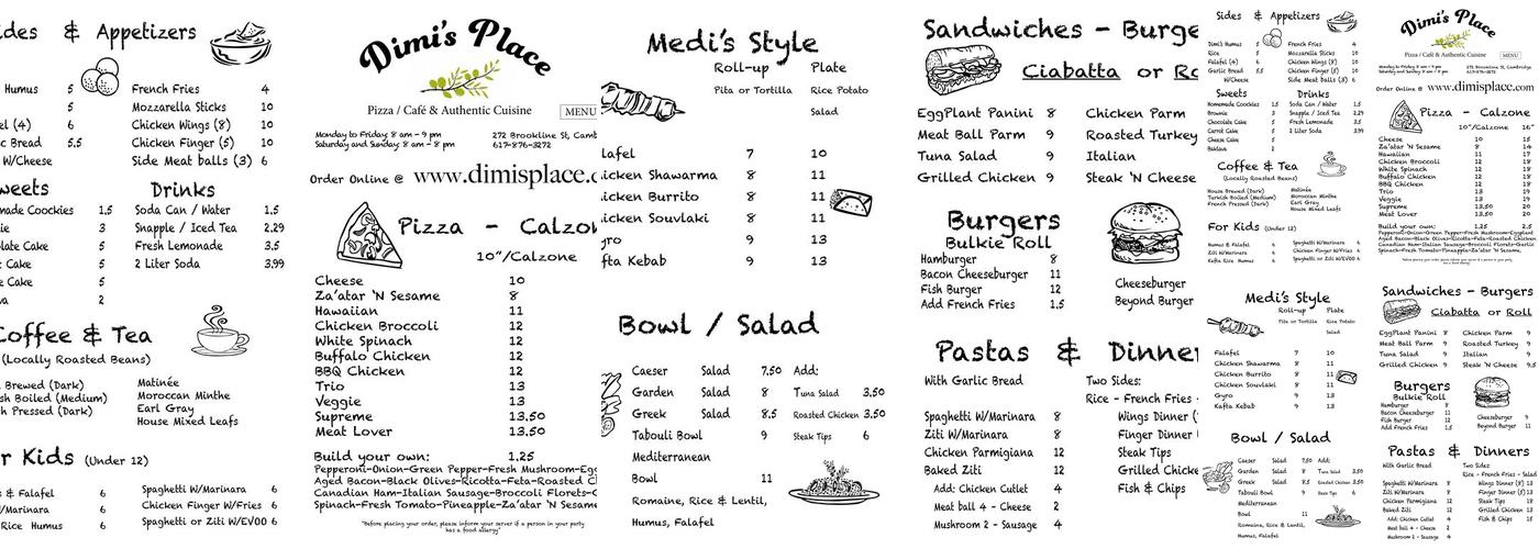 Dimi's Place Menu