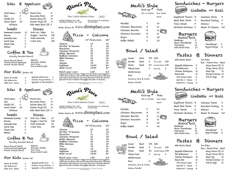 Dimi's Place Menu