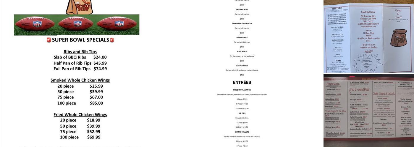 Grub N Stuff Menu