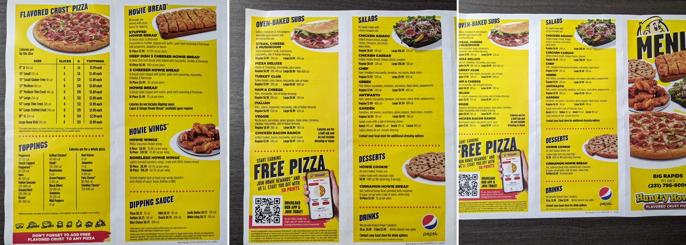 Hungry Howie's Pizza Menu