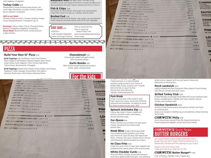 Corwith Station Menu