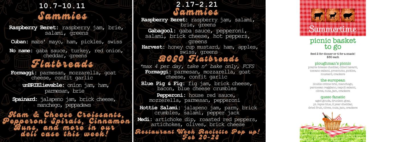 Petoskey Cheese Menu