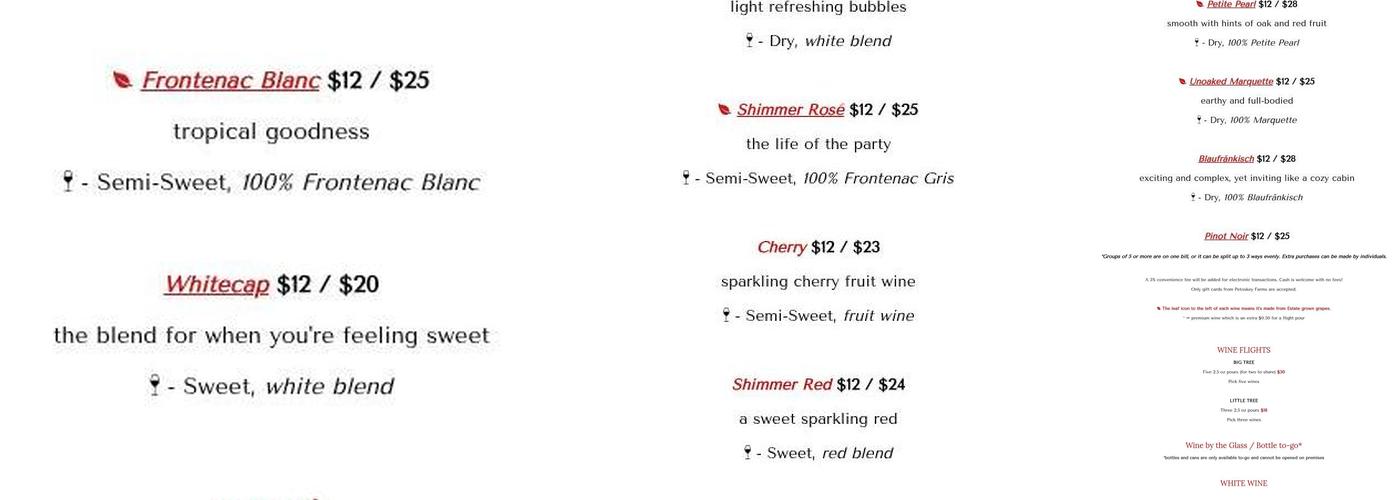 Petoskey Farms Vineyard. Winery. Coffeehouse. Menu