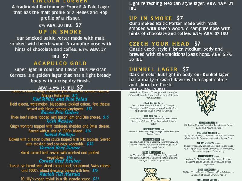 One Love Brewery Menu
