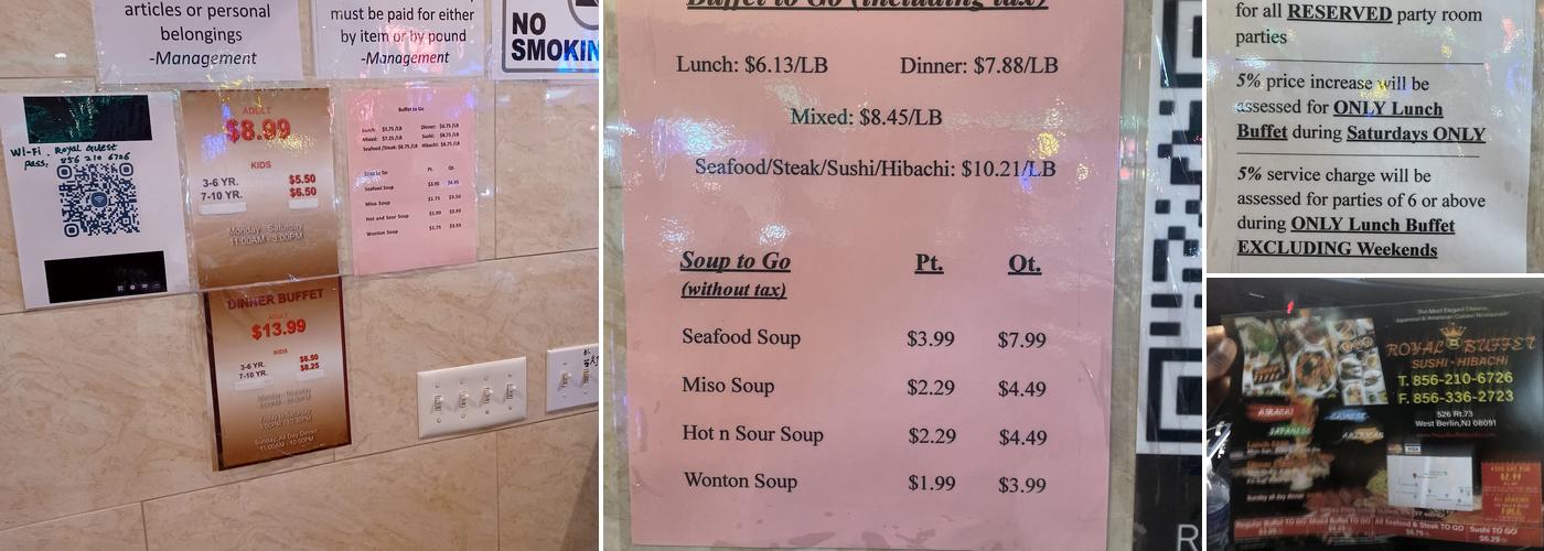 Royal Buffet Sushi & Hibachi Menu