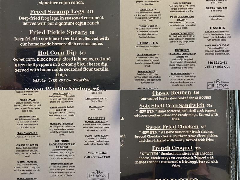 The Bayou Menu