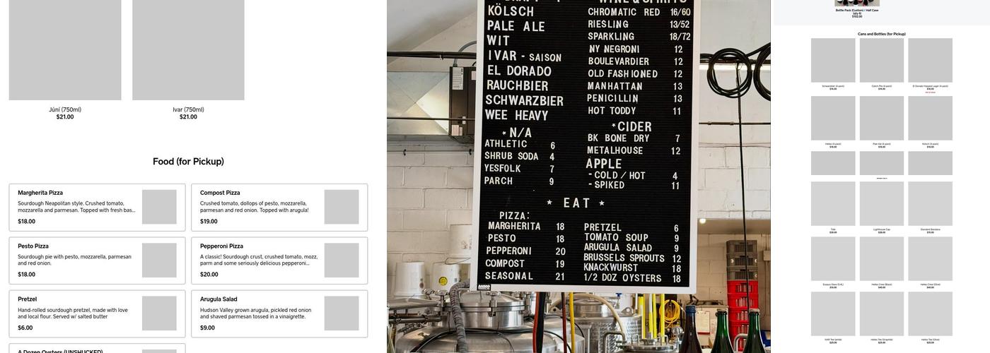 Kingston Standard Brewing Co. Menu
