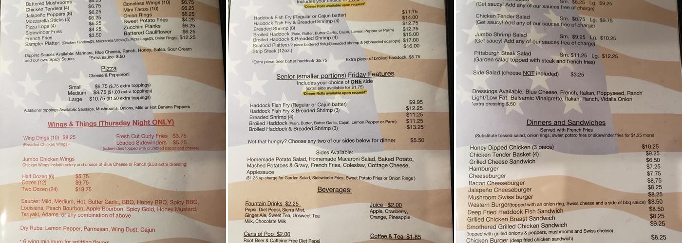 American Legion Menu