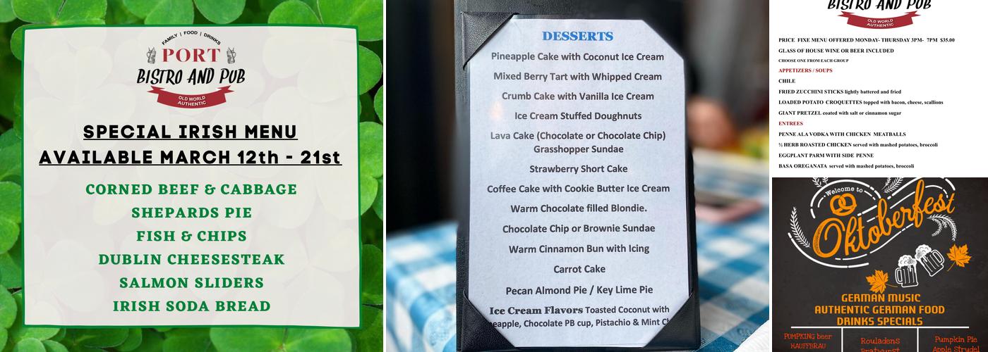 Port Bistro and Pub Menu