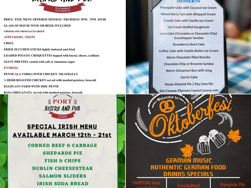 Port Bistro and Pub Menu