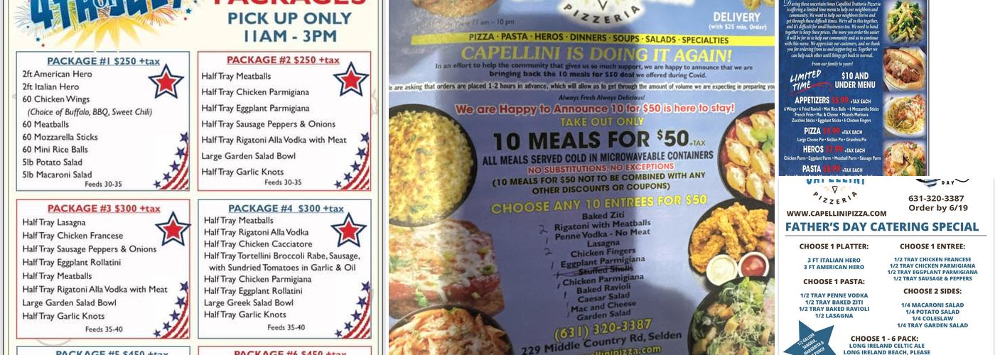 Capellini Trattoria Pizzeria Menu