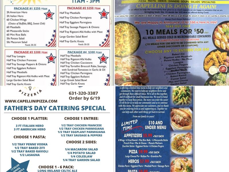 Capellini Trattoria Pizzeria Menu