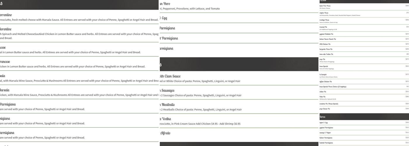 BIG ITALY PIZZERIA Menu