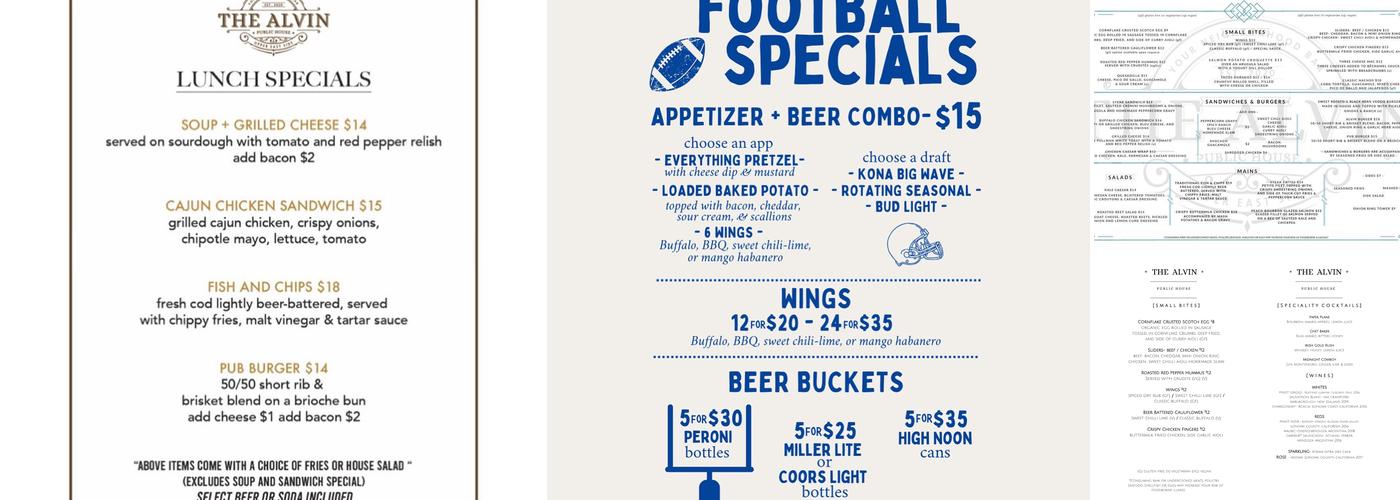 The Alvin Public House Menu