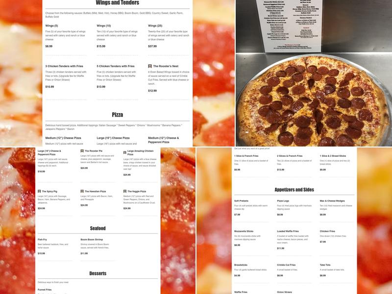 The Rooster Pub And Pizza Menu