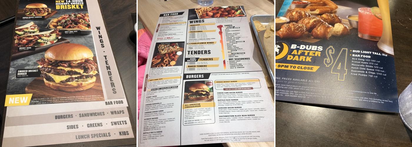 Buffalo Wild Wings Menu