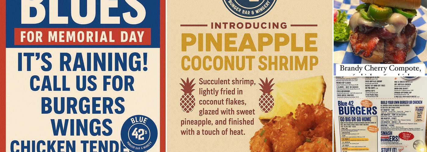 Blue 42s Burger Bar Menu