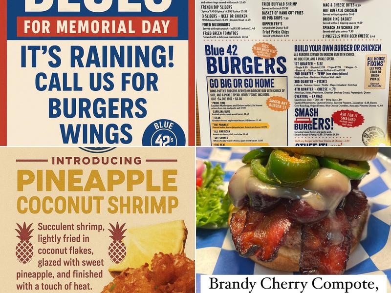 Blue 42s Burger Bar Menu