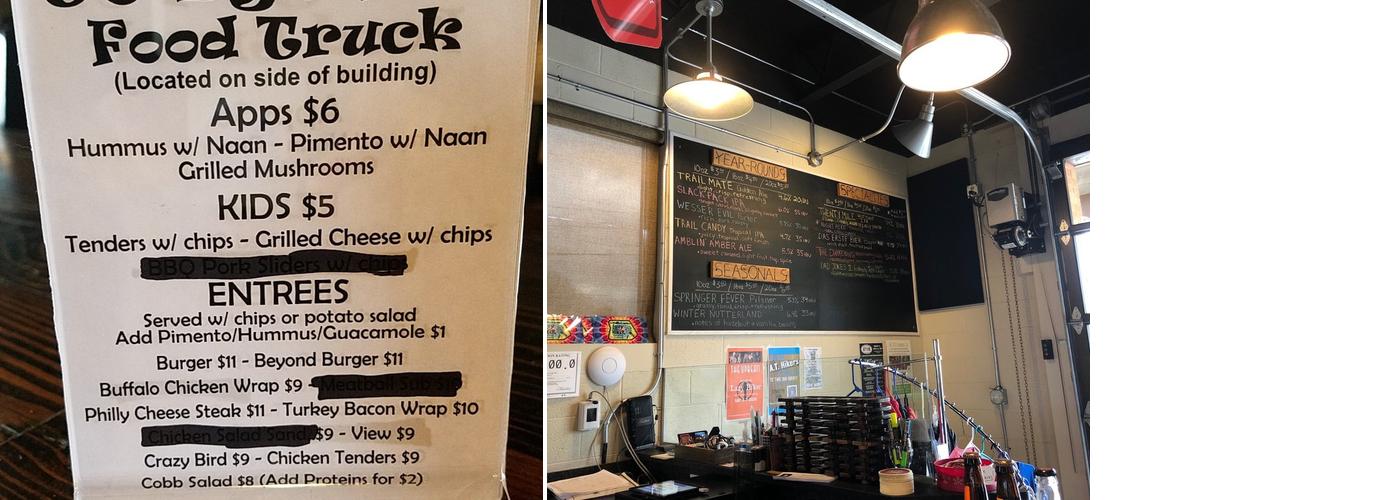 Lazy Hiker Brewing Co. Menu