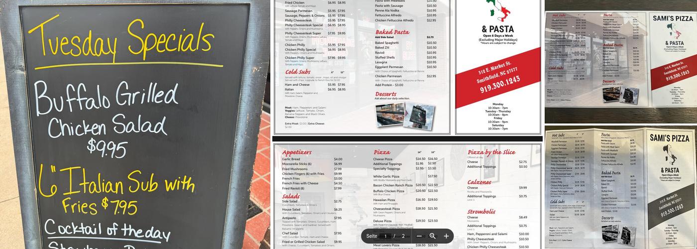 Sami's Pizza and Pasta Menu