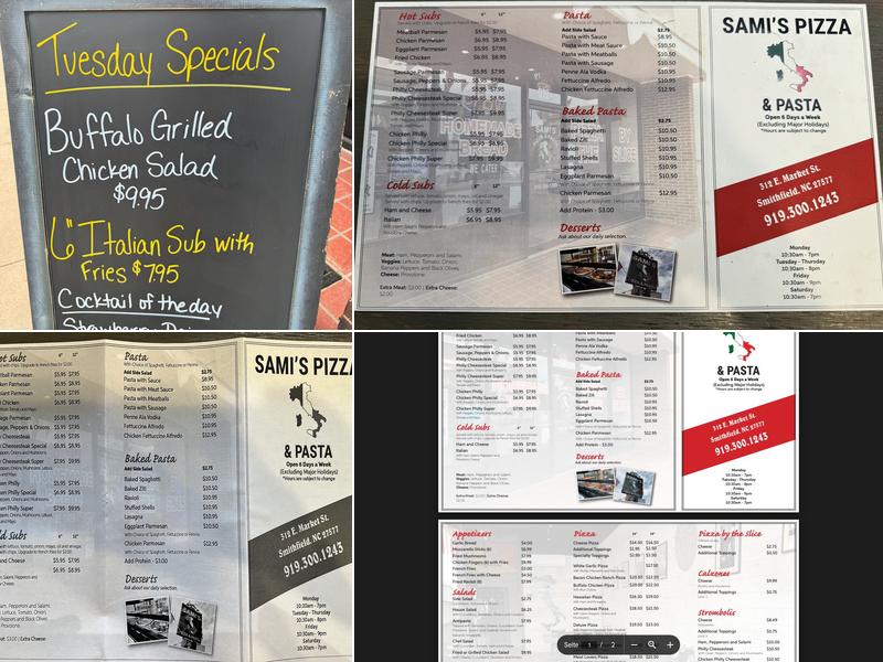 Sami's Pizza and Pasta Menu