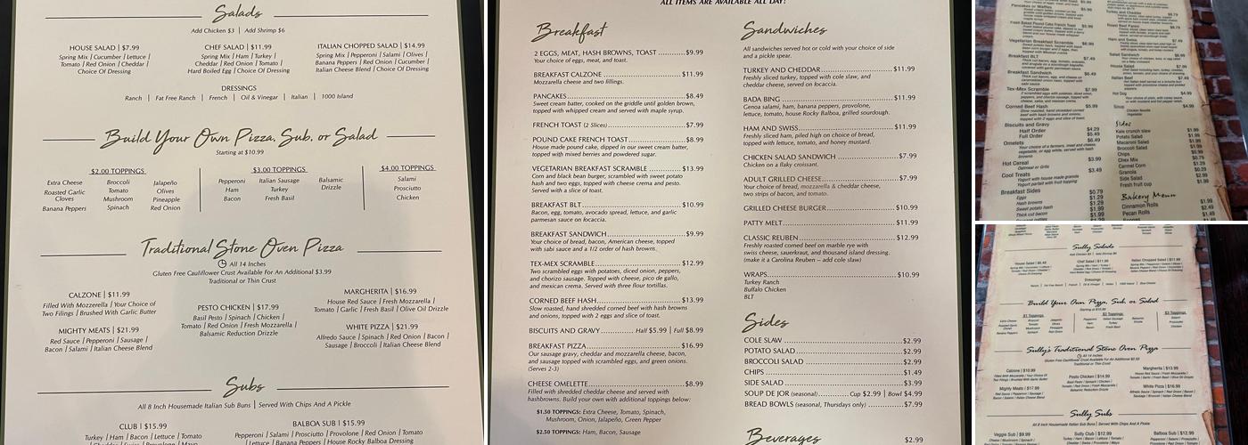 The Table on Fulton Menu