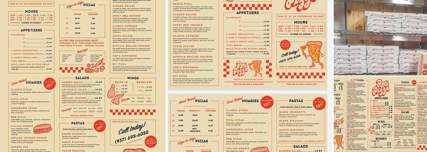pops pizzeria Menu