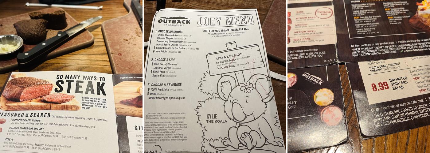 Outback Steakhouse Menu