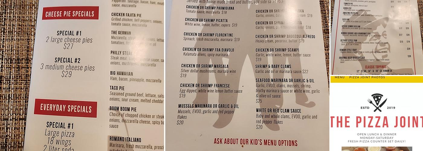 The Pizza Joint Menu