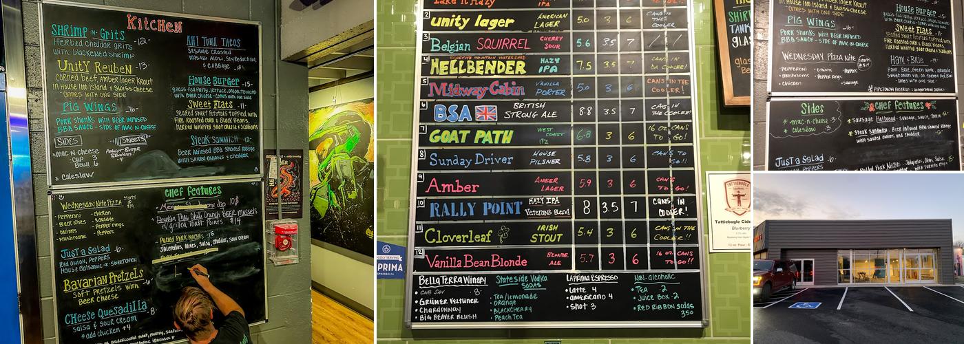 Unity Brewing Menu