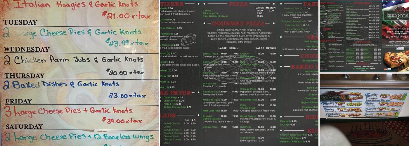 Bennys II Menu