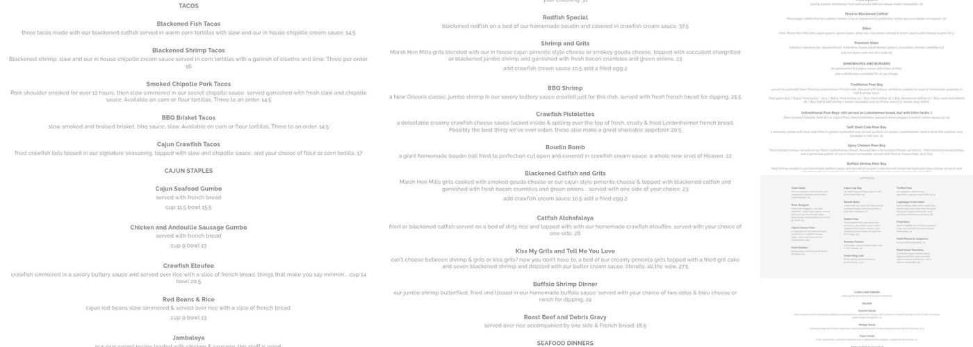 Lagniappe Bayou Kitchen Menu