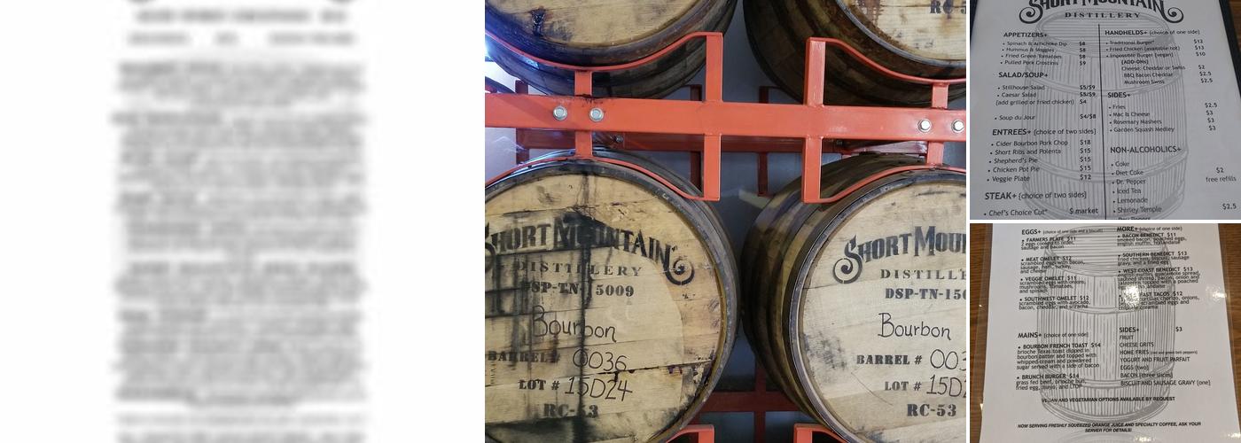 Short Mountain Distillery Menu
