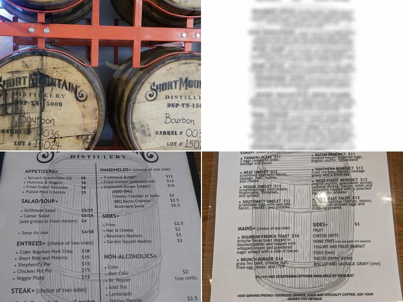 Short Mountain Distillery Menu