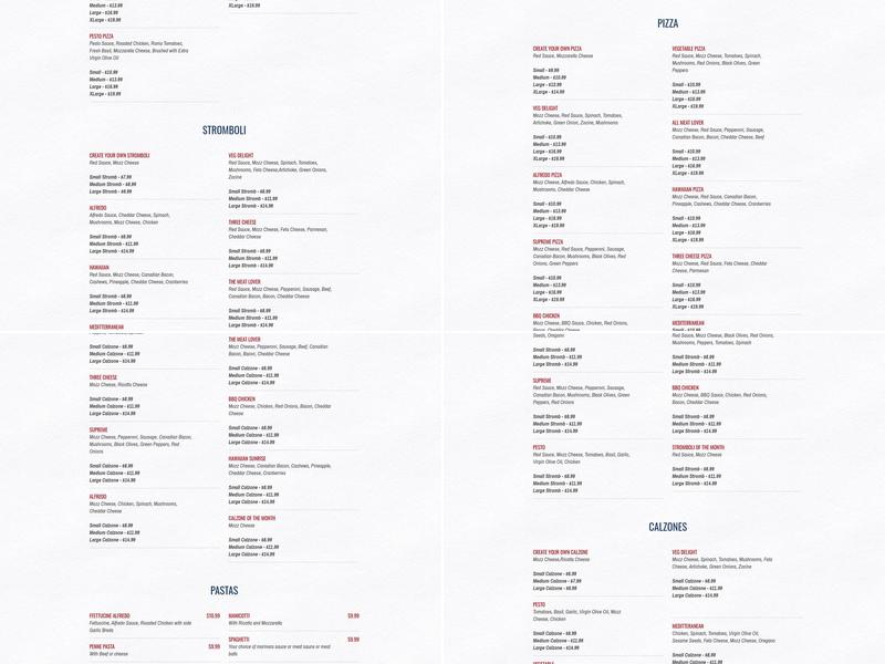 Dough Gourmet Pizza Menu