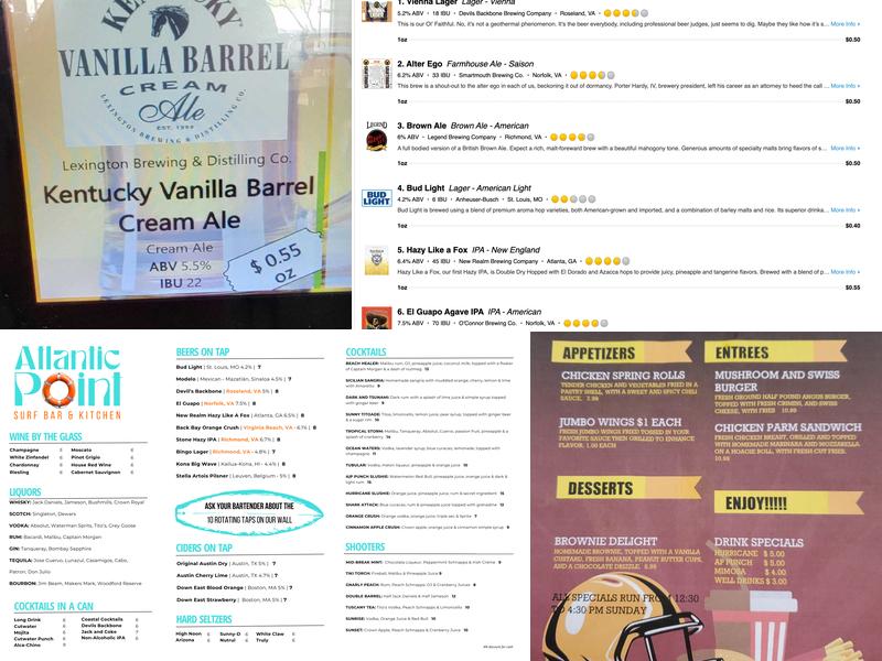 Atlantic Point Menu