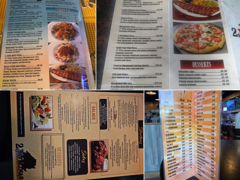 2 Javelinas Draft House Menu